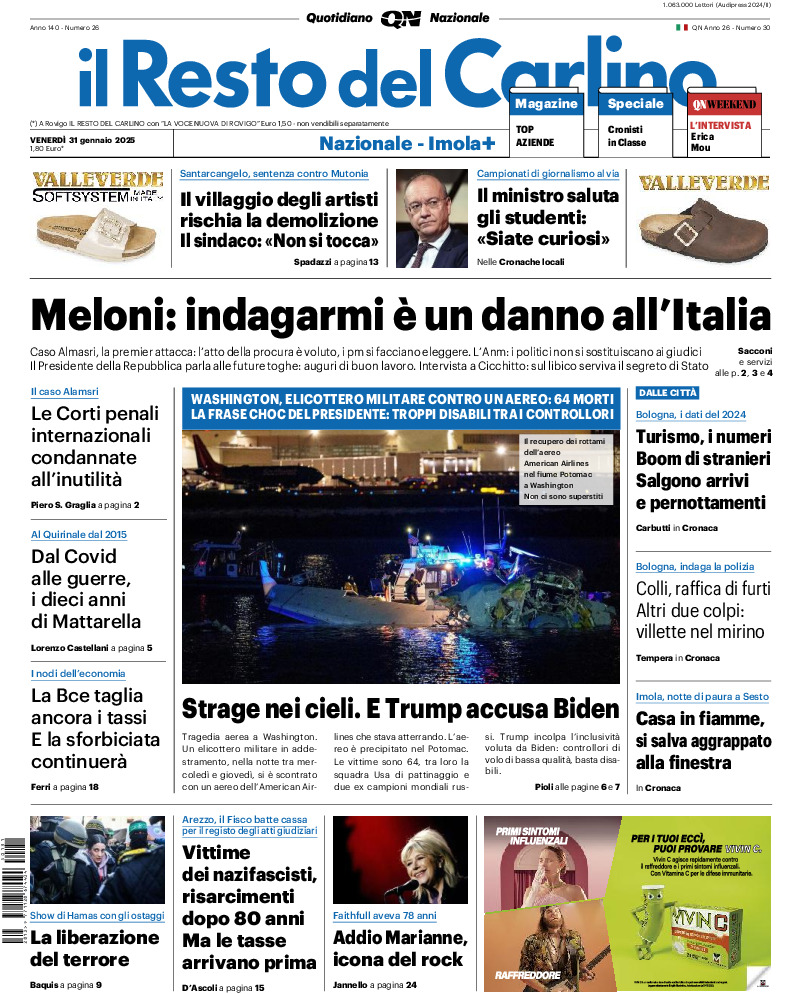 Prima-pagina-il resto del carlino-edizione-di-oggi-20250131